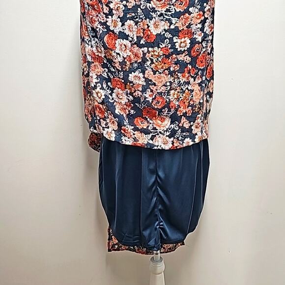 New Look Navy Red Pink Tan & White Floral V- Neck Rope Tie at Waist Sz 2X (NWT) - Picture 11 of 15